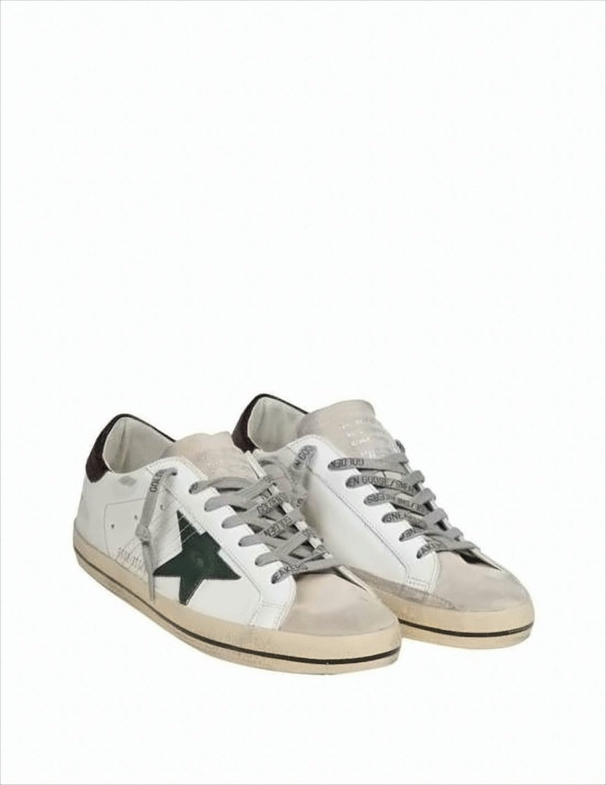 Golden Goose Distressed White Leather Low-Top Sneakers With Suede Accents