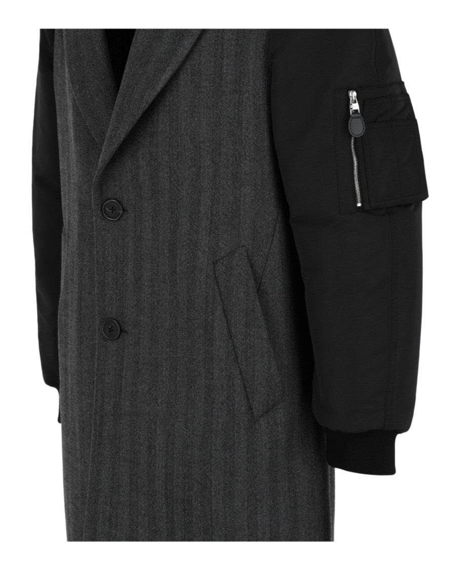 Alexander Mcqueen Herringbone Bomber Sleeve Coat