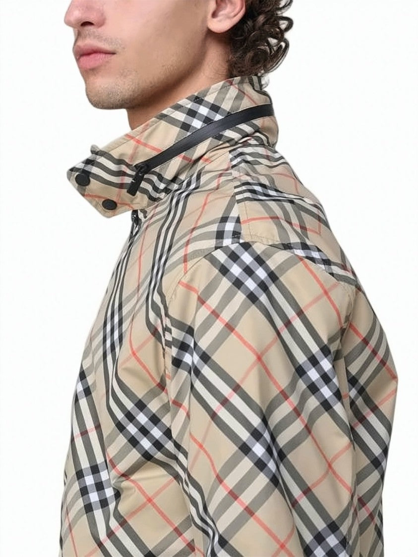 Burberry Burberry Check Pattern Nylon Windbreaker Jacket