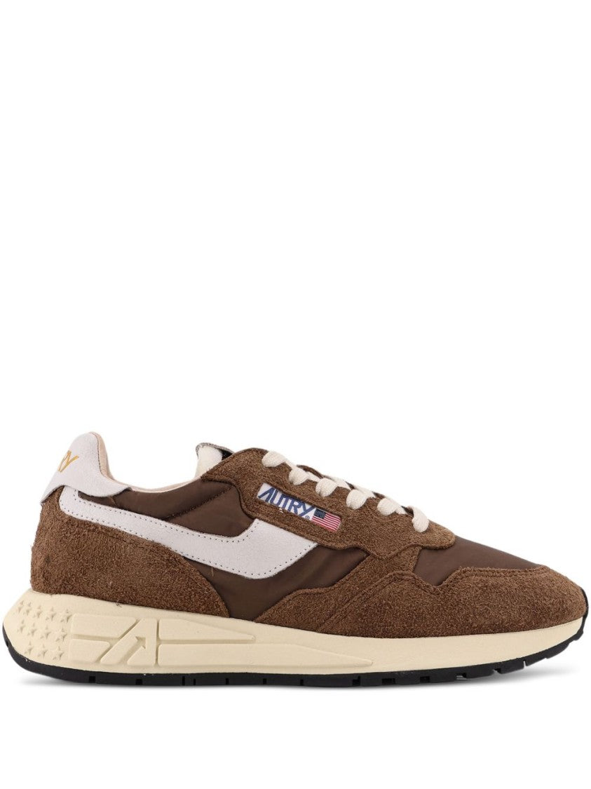 Autry Brown Reelwind Low Nylon Suede Low-Top Sneakers