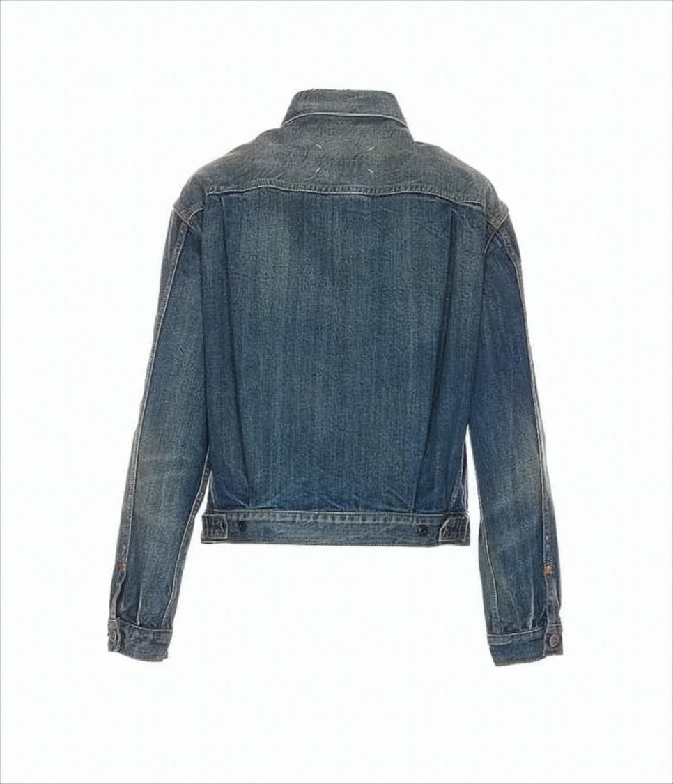 Maison Margiela Cropped Denim Jacket With Vintage Wash
