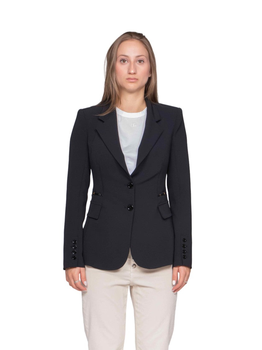 Elisabetta Franchi Tailored Black Blazer With Structured Shoulders And Classic Lapel