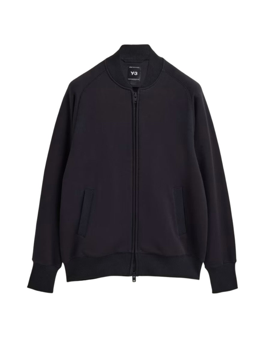 Y-3 Black Zip-Up Track Jacket With Ribbed Details