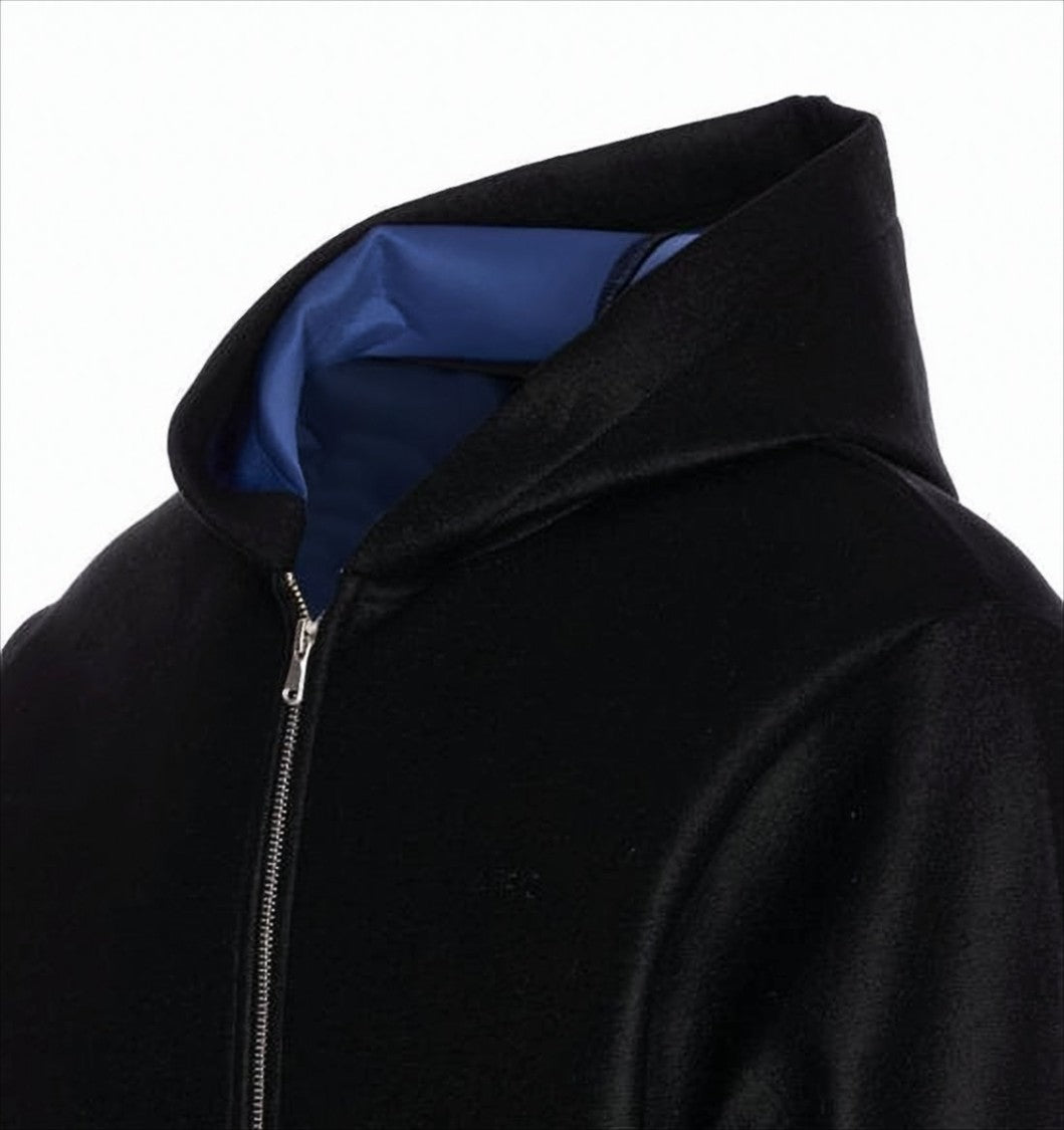 A.P.C. Black Hoodie With Contrasting Blue Lining