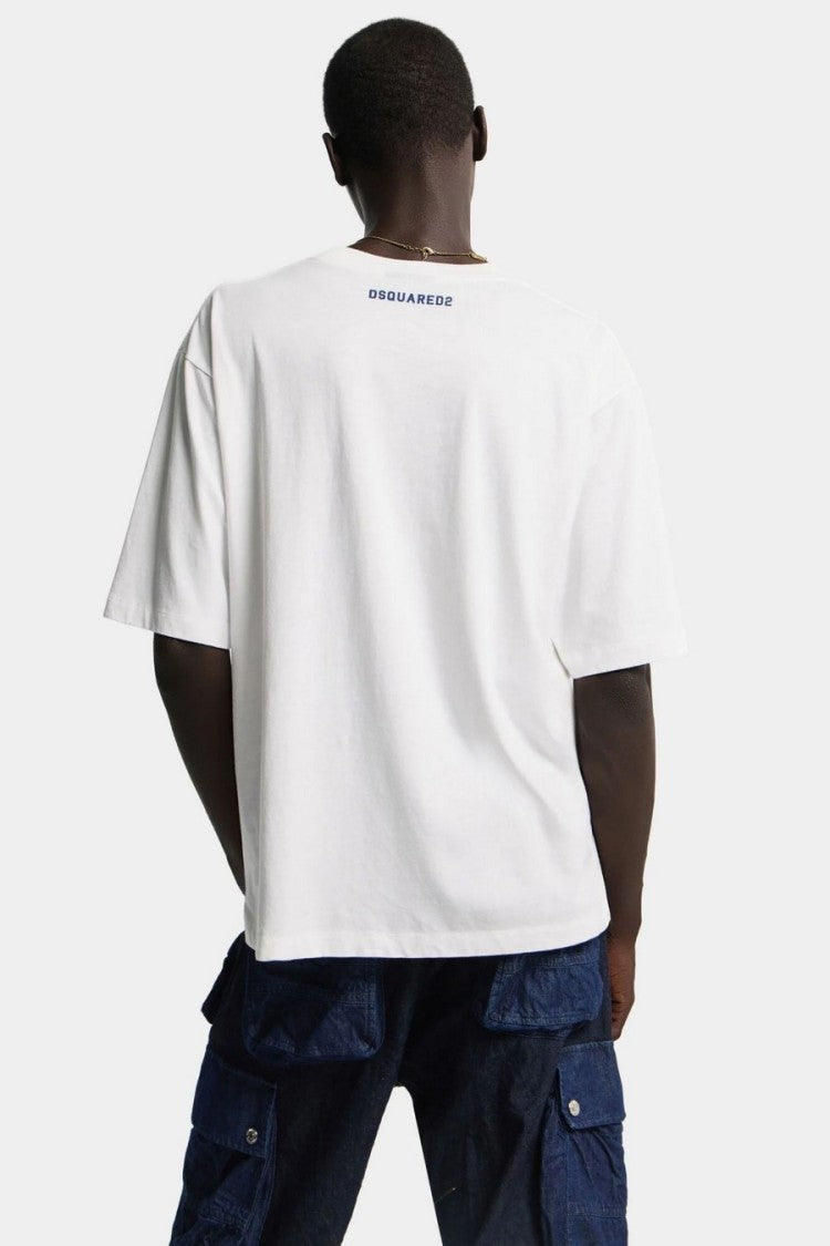 Dsquared2 White Bad2 Boys Club Collegiate Printed Cotton T-Shirt