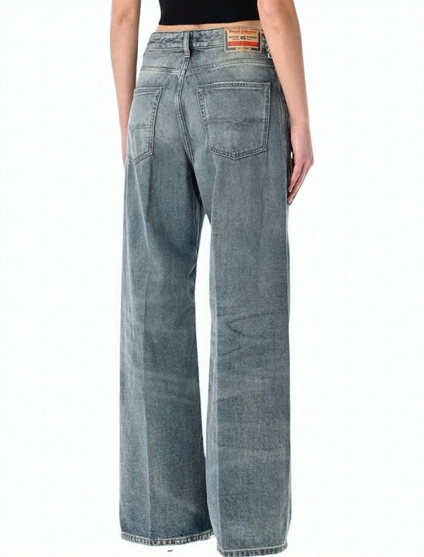Diesel Wide-Leg Denim Shorts With Faded Wash