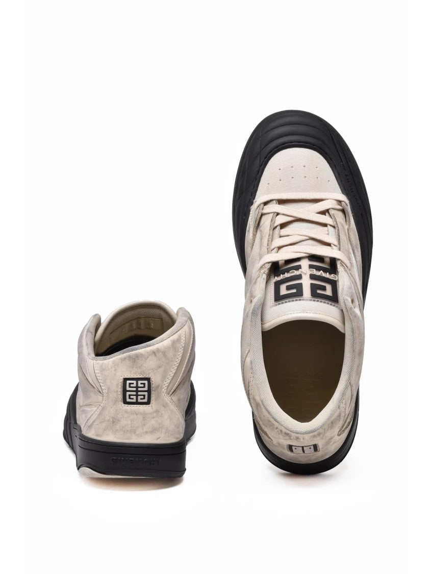 Givenchy Beige Polyester-Blend Distressed Sneakers