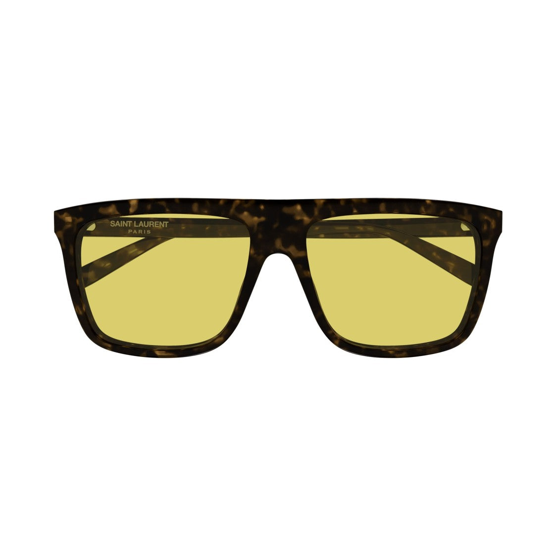 Saint Laurent Oversized Square Tortoiseshell Sunglasses With Yellow Lenses