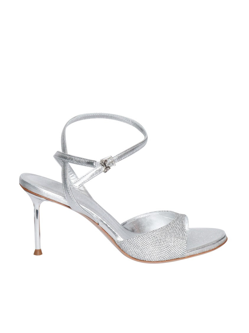 Sergio Levantesi Microstar Silver Sandals With Stiletto Heel
