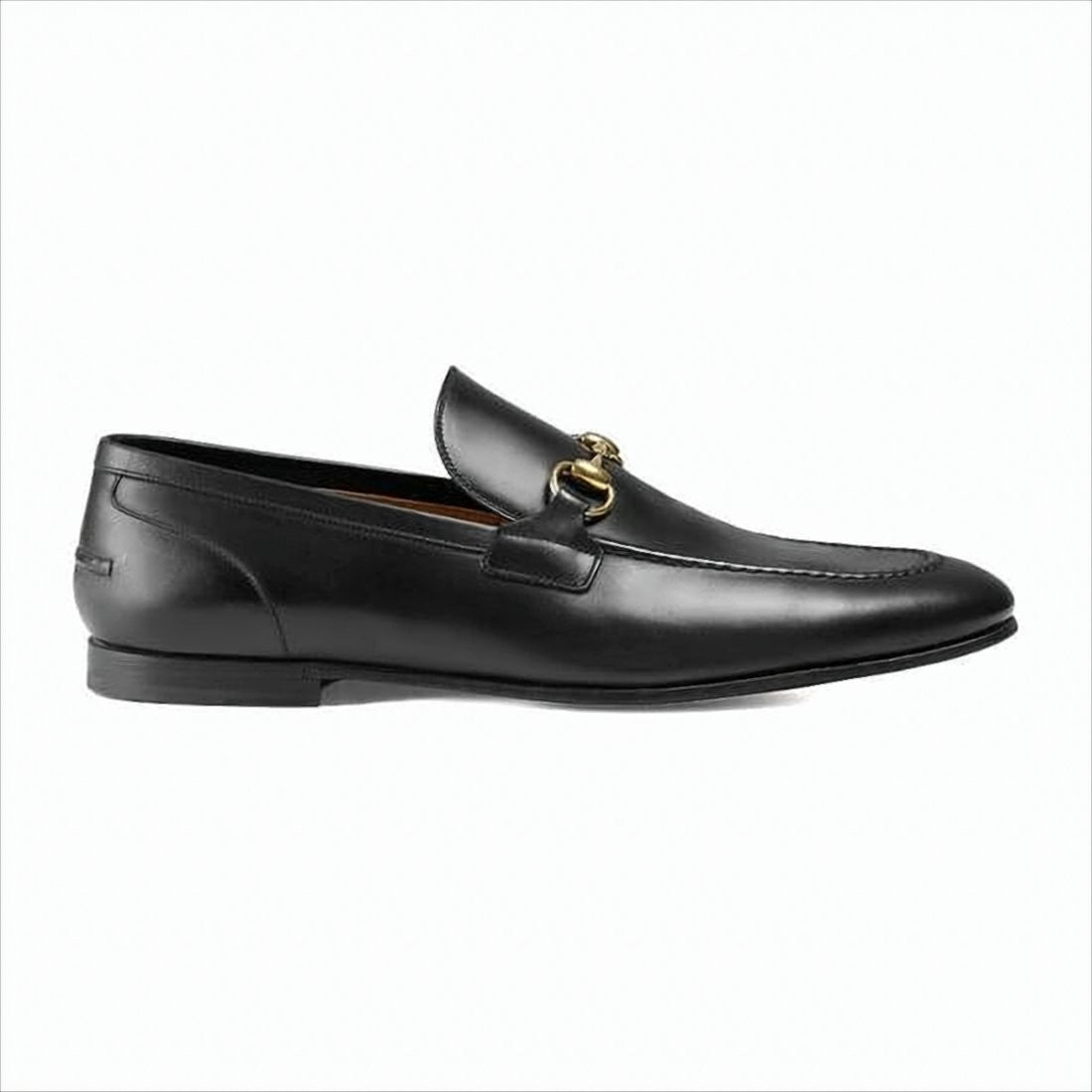 Gucci Black Leather Loafers With Gold Horsebit Detail