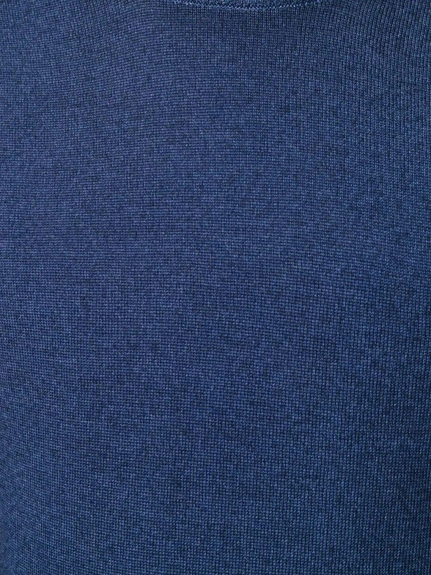 Etro Classic Crew Neck Sweater In Deep Blue Wool