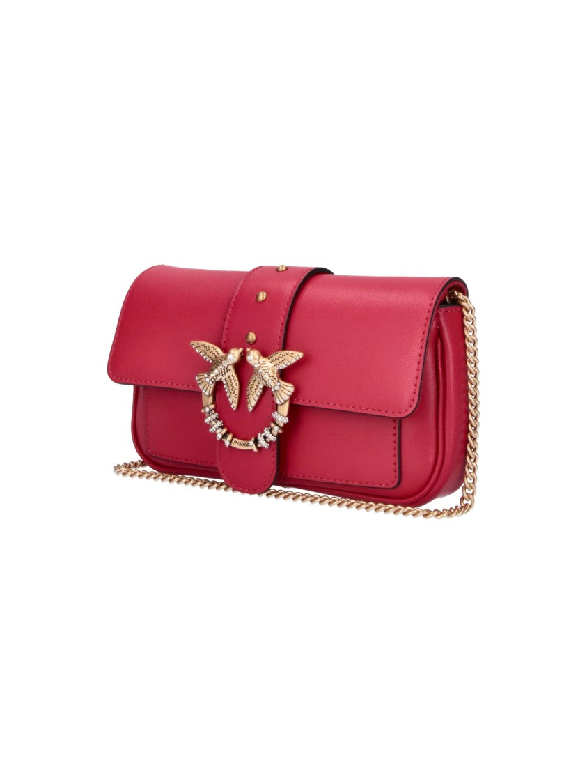 Pinko Red Leather One Love Pocket Shoulder Bag