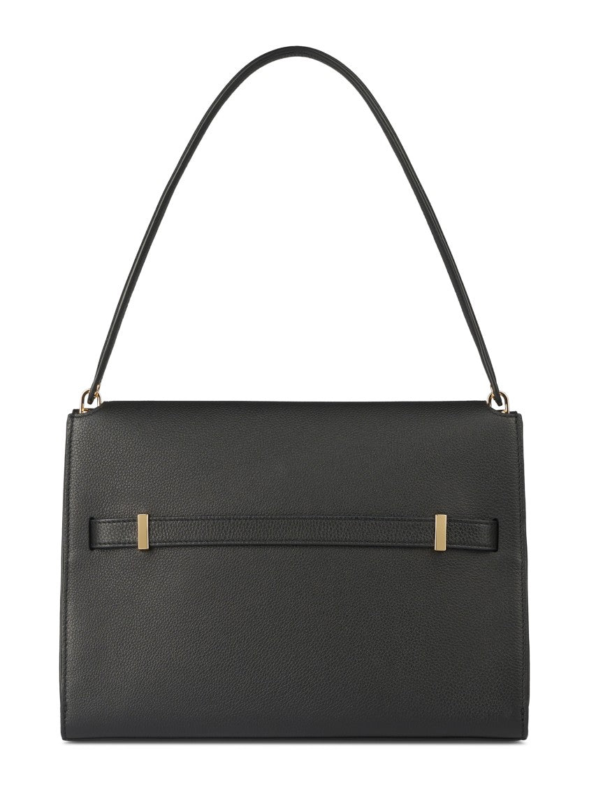 Tory Burch Structured Leather Shoulder Bag With Gold-Tone Clasp