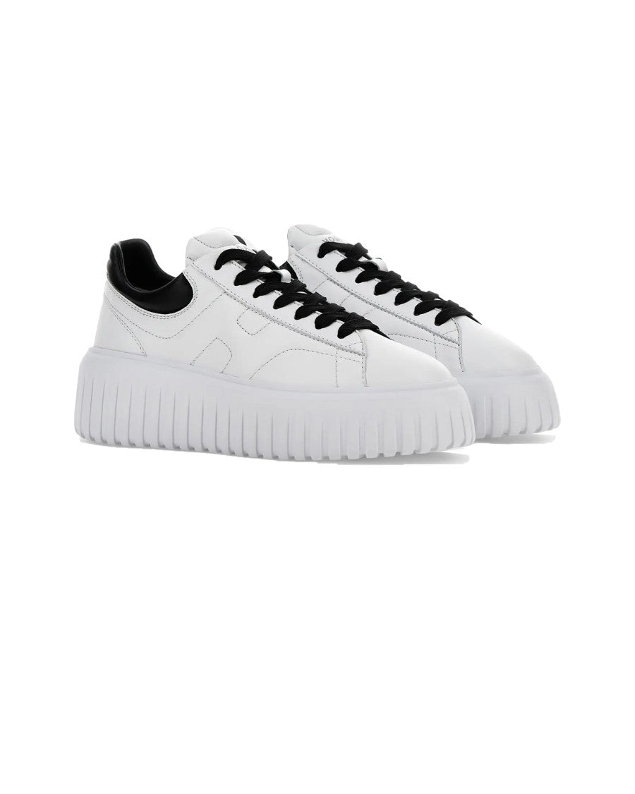 Hogan White H-Stripes Nappa Leather Sneakers