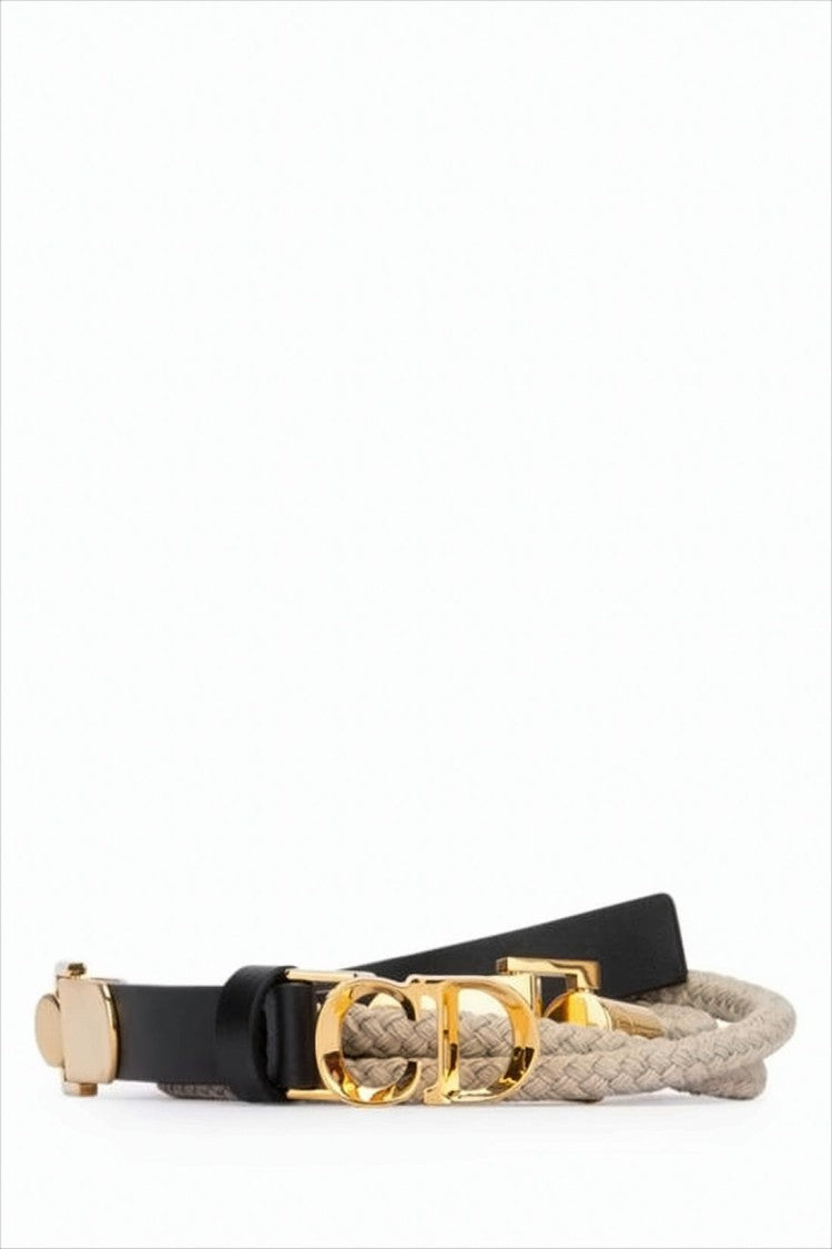 Christian Dior Braided Linen And Calf Leather Belt