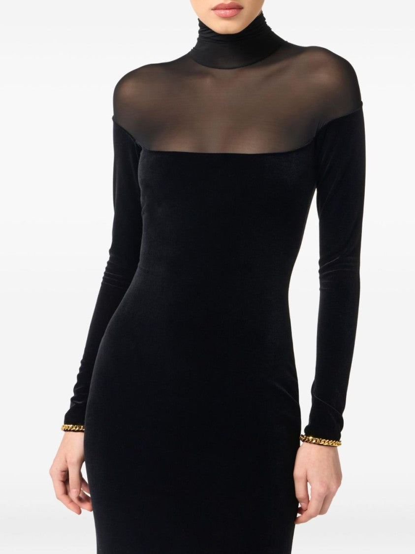 Elisabetta Franchi Long Black Velvet Dress