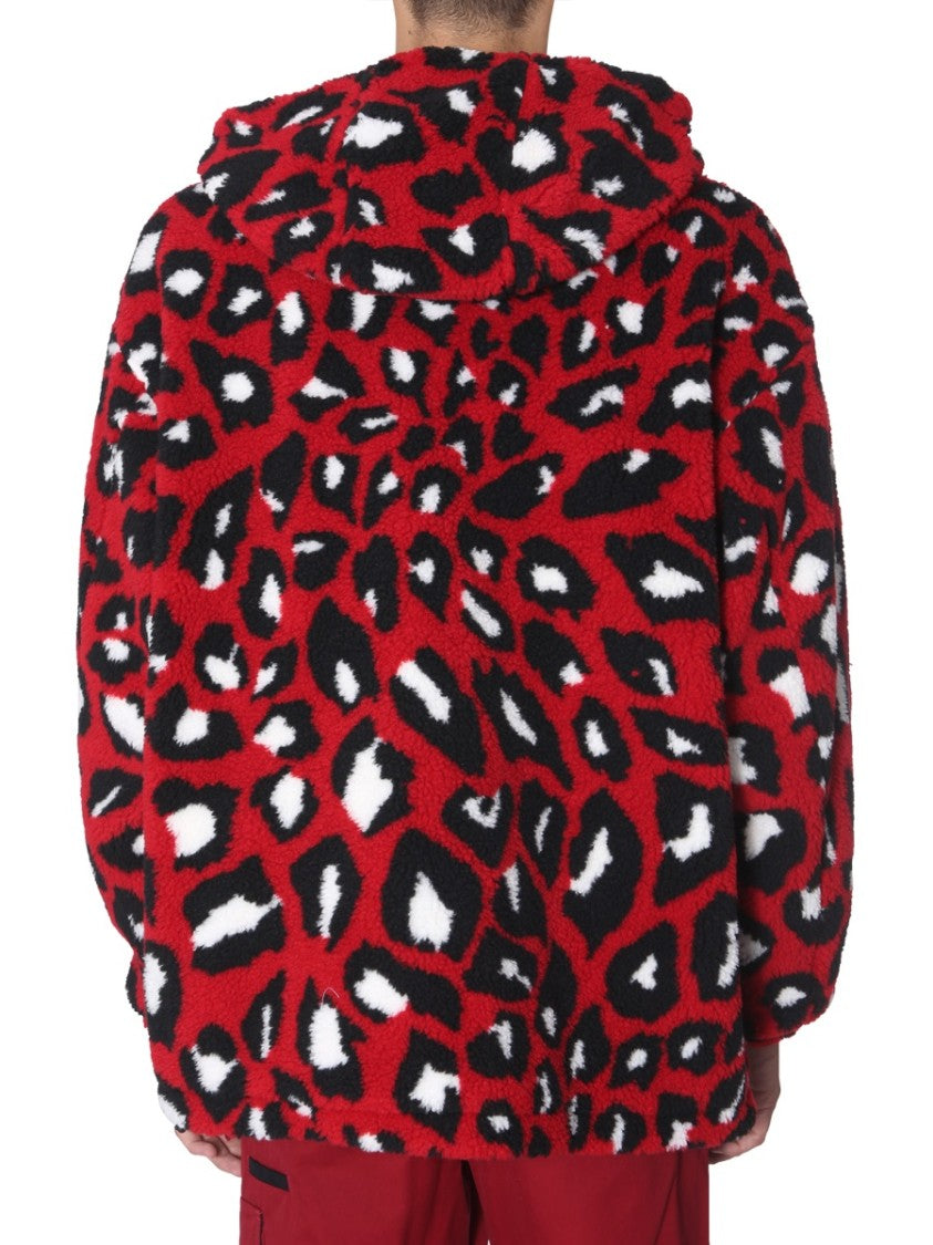 Msgm Abstract Leopard Print Oversized Shearling Jacket