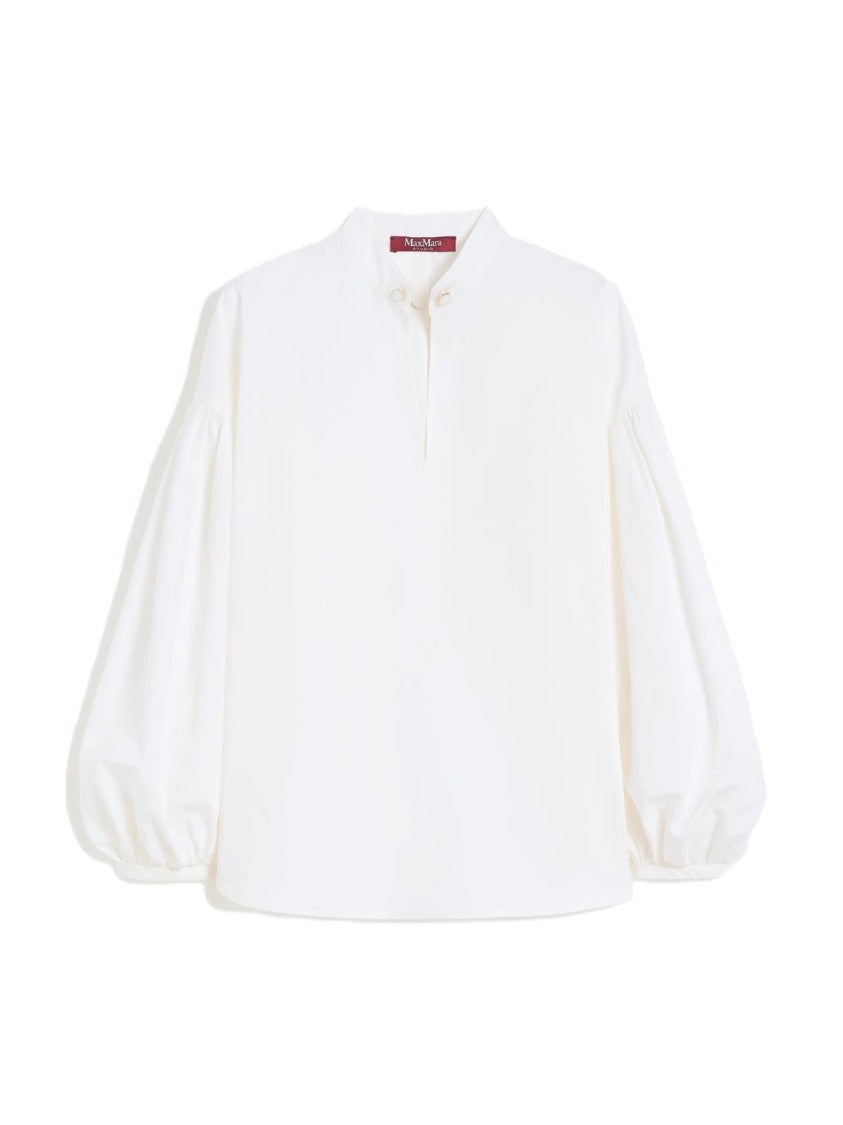 Max Mara Long-Sleeved Blouse With Gathered Sleeves And Stand Collar