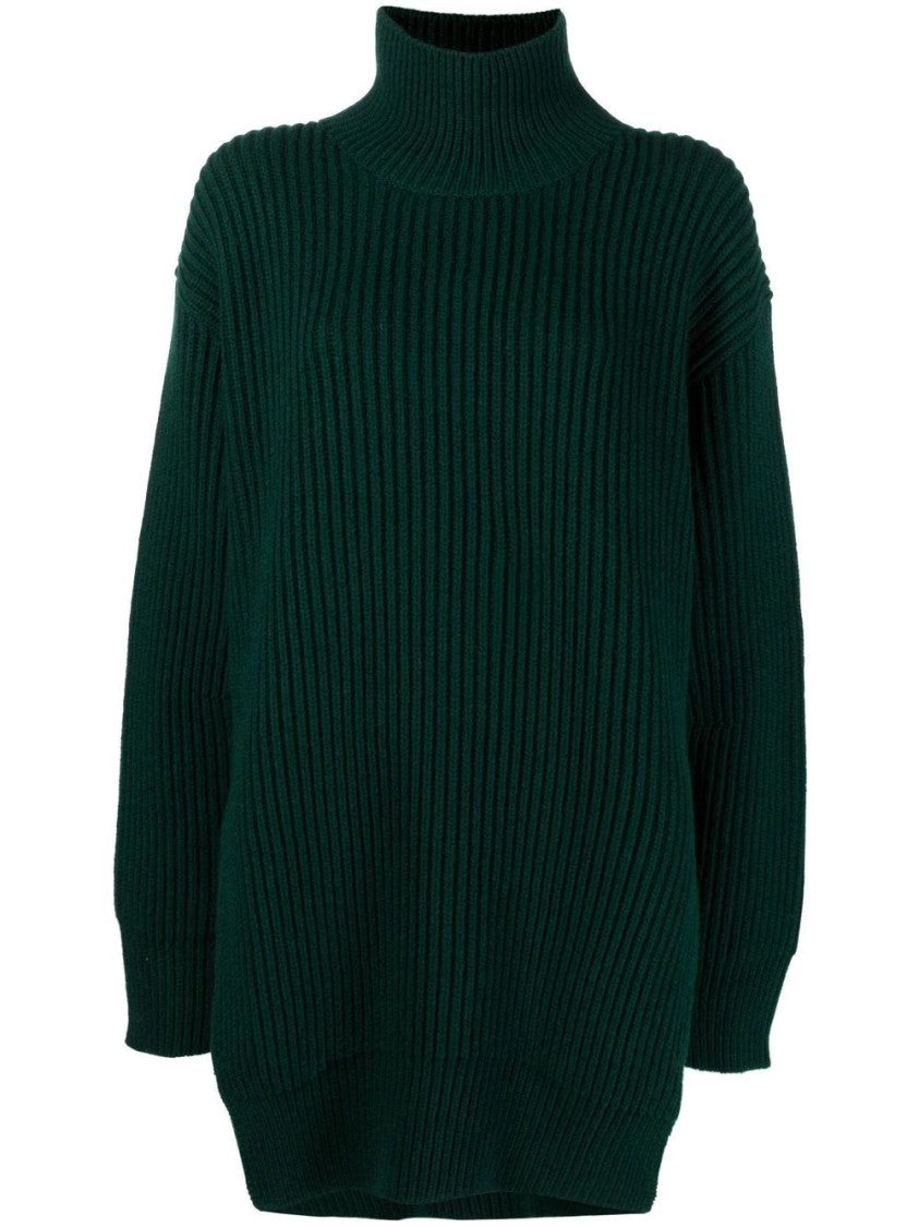 Jil Sander Ribbed Knit Sweater With High Neckline And Relaxed Fit