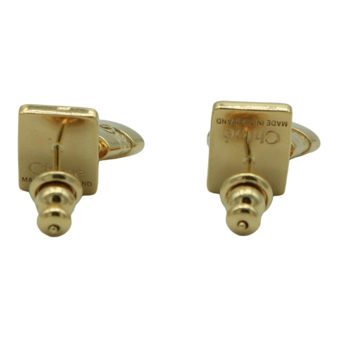 Chloé Gold-Tone Padlock Cufflinks With Textured Band And Engraved Logo