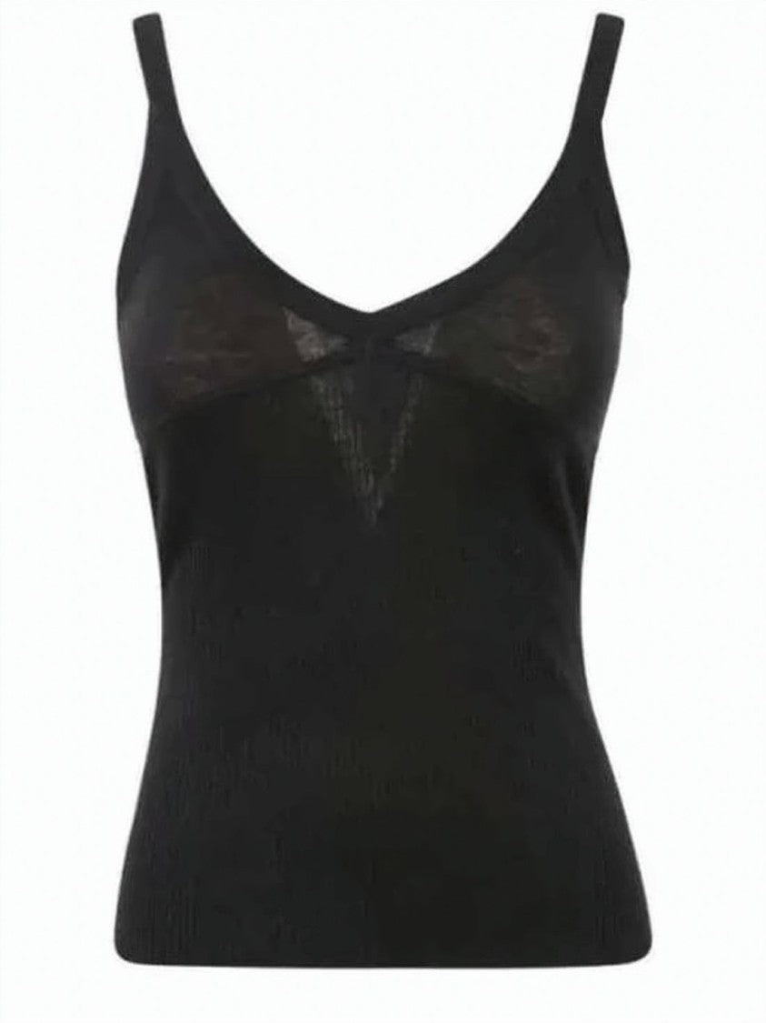 Max Mara Fitted Black Wool Tank Top