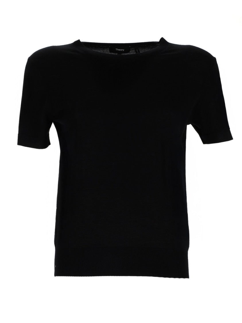 Theory Neutral Merino Wool Cropped Minimalist T-Shirt