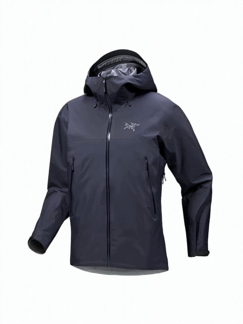 A.P.C. Minimalist Blue Nylon Jacket With Adjustable Hood