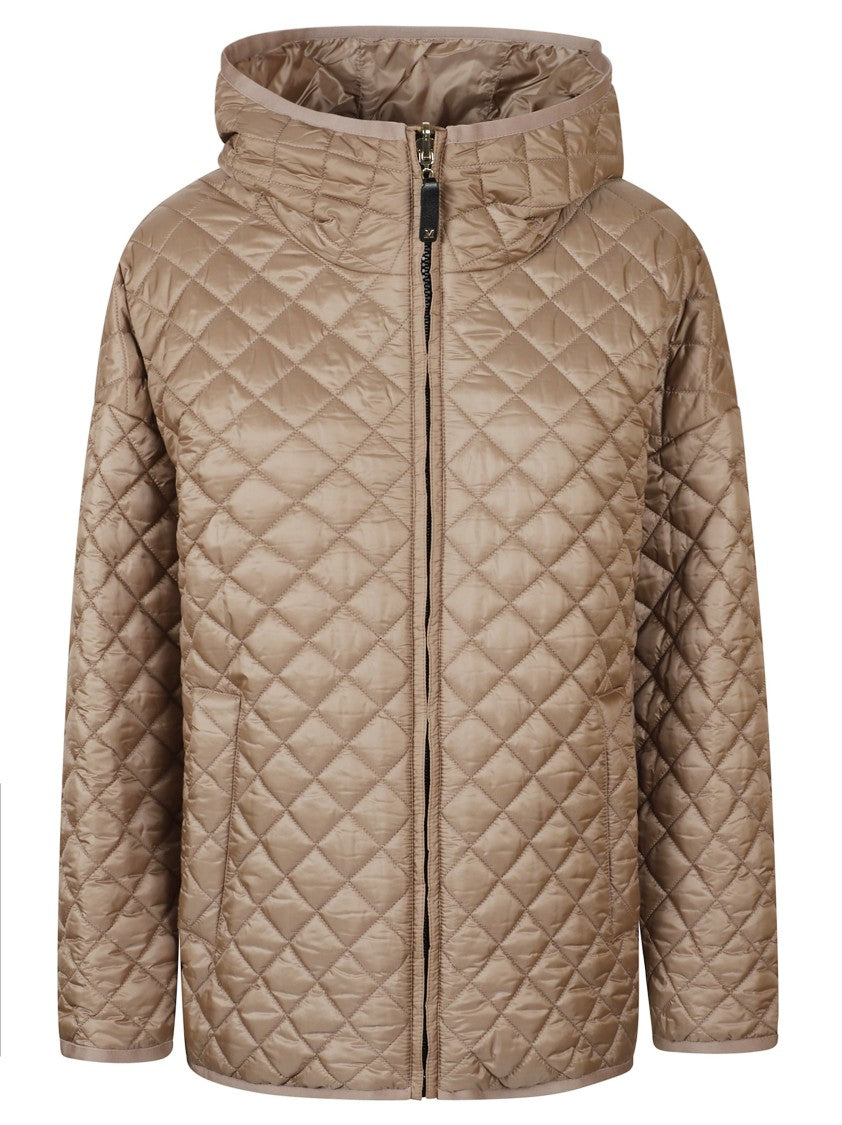 Max Mara Quilted Coat With Hood And Diamond Pattern