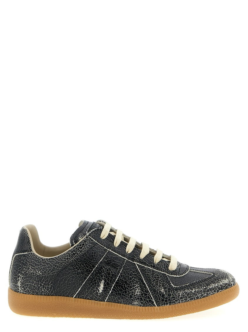 Maison Margiela Low-Top Sneakers In Craquelé Calfskin Leather