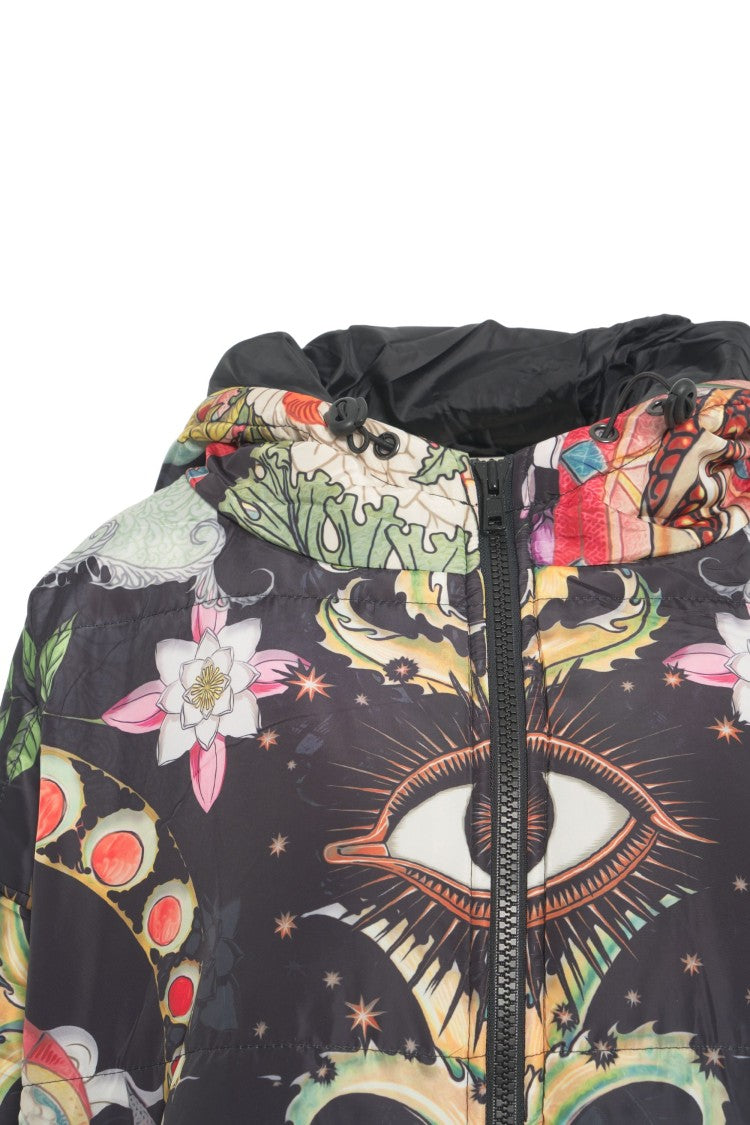 Sittingsuits Quilted Down Coat With Artistic Design And Hood