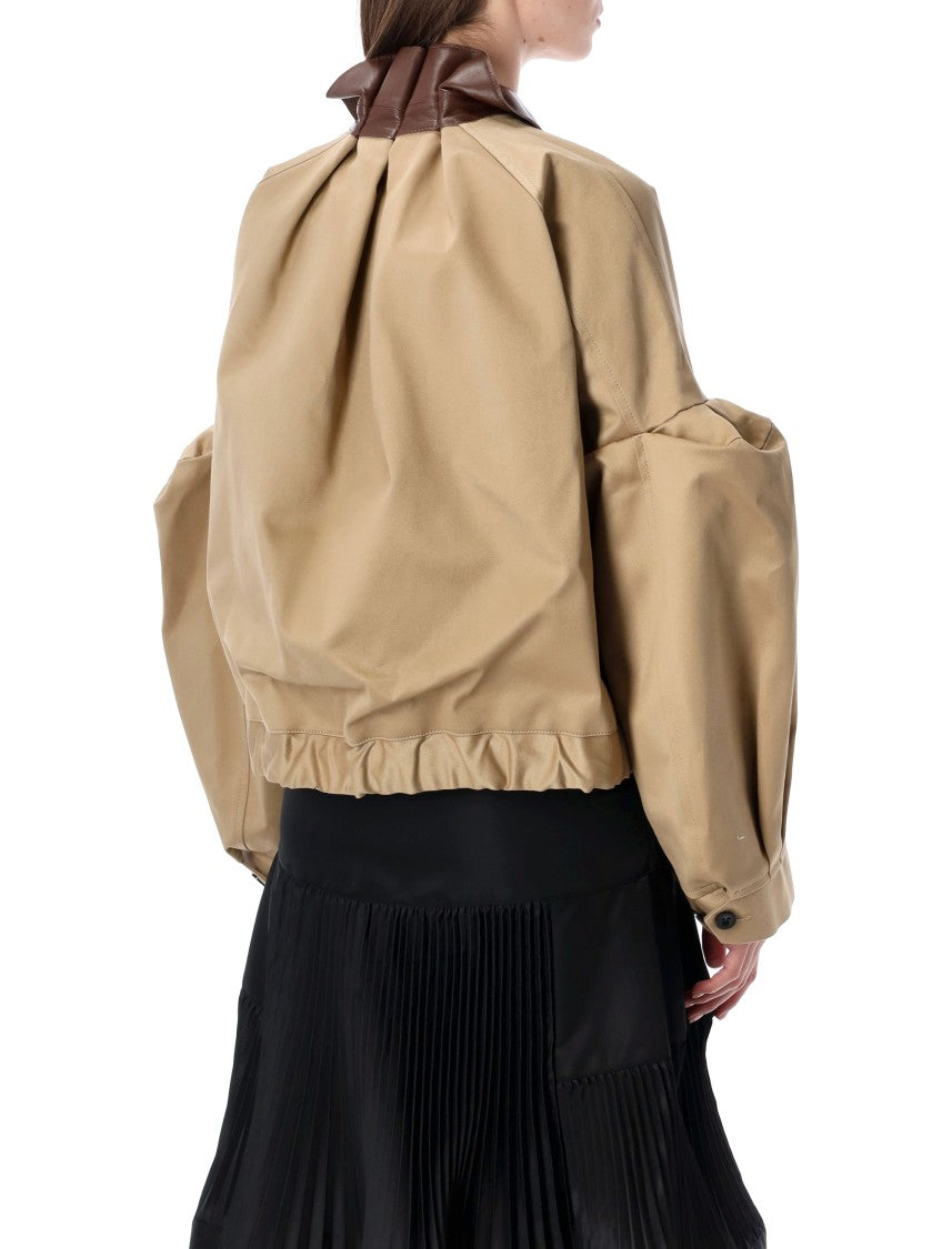 Sacai Chino Bomber With Leather Collar And Details