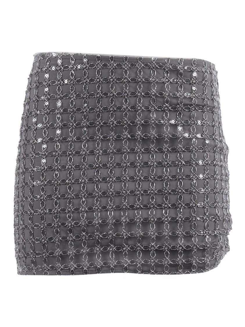 Rotate Grey Castor Beaded Mini Skirt