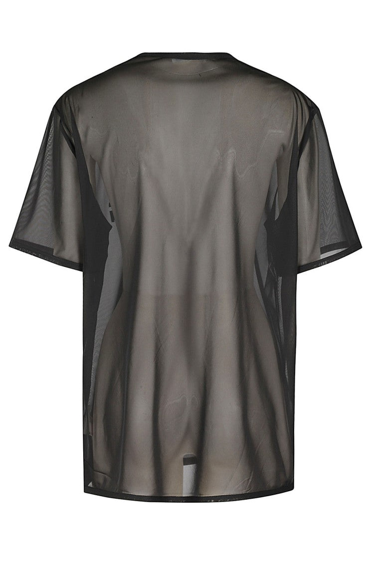 Helmut Lang Transparent Chiffon Logo T-Shirt With Edgy Aesthetic