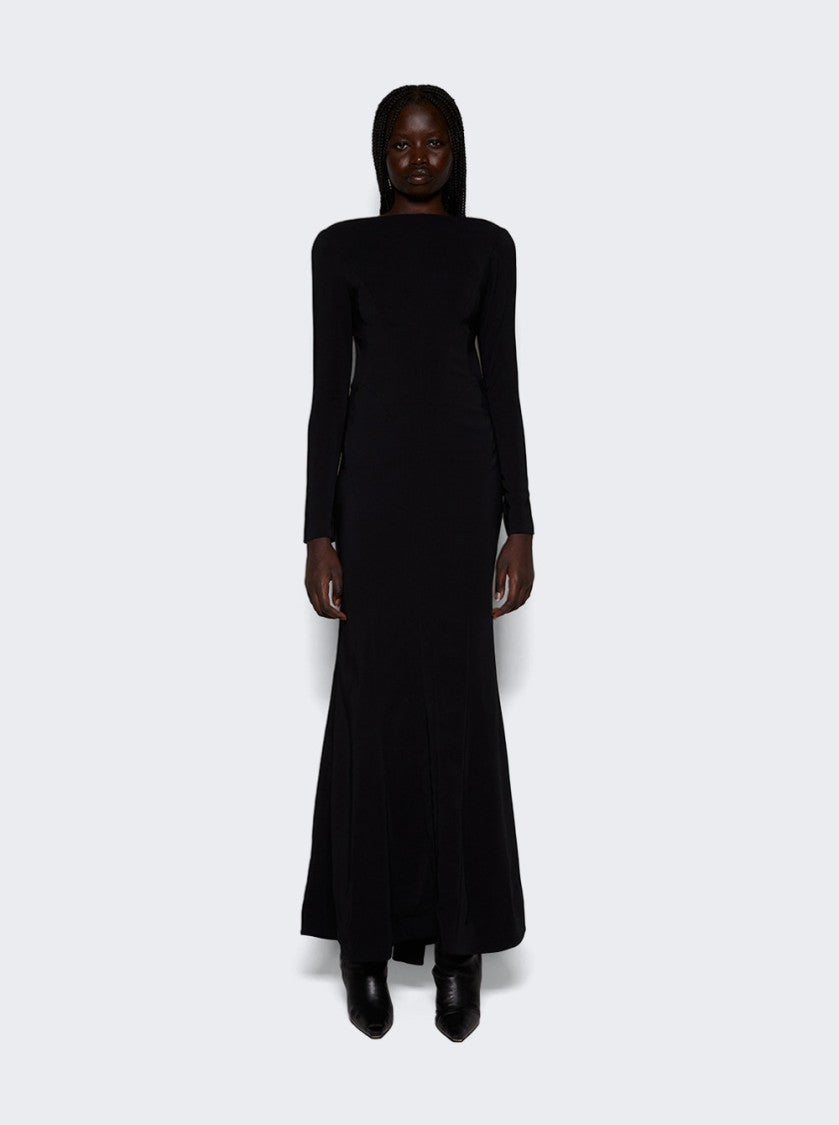 Mugler Backless Buckled Crepe Gown Black