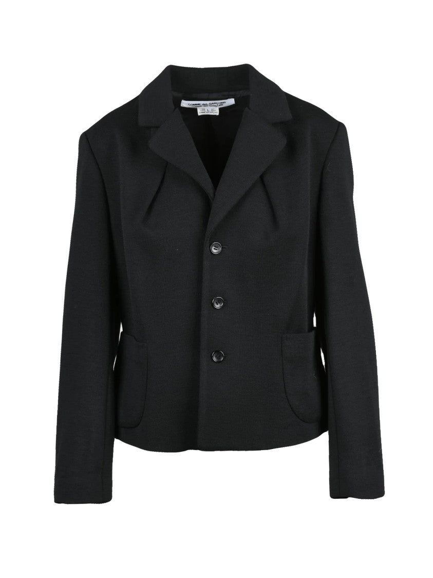 Comme Des Garçons Black Wool Button Knit Blazer