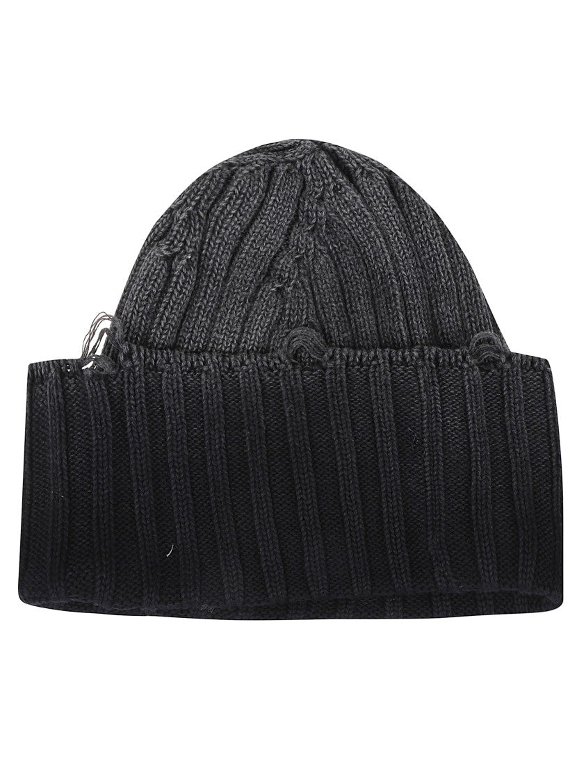 Off-White Black Knitted Beanie With Ribbed Cuff