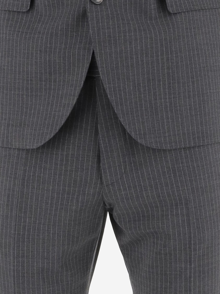 Tagliatore Pinstripe Wool Blend Dress With Classic Reverse Design