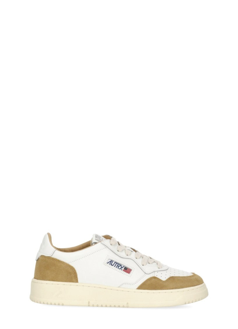 Autry White Medalist Low Suede Inserts Sneakers