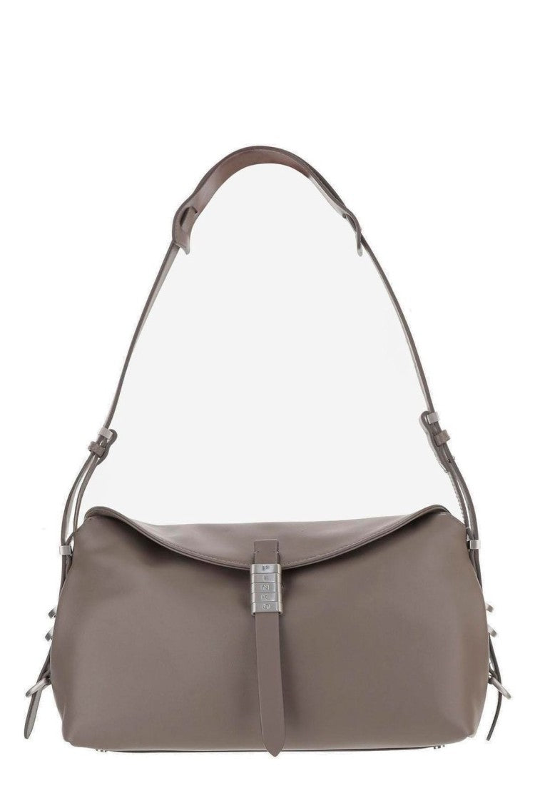 Pinko Structured Grey Handbag With Minimalist Aesthetic