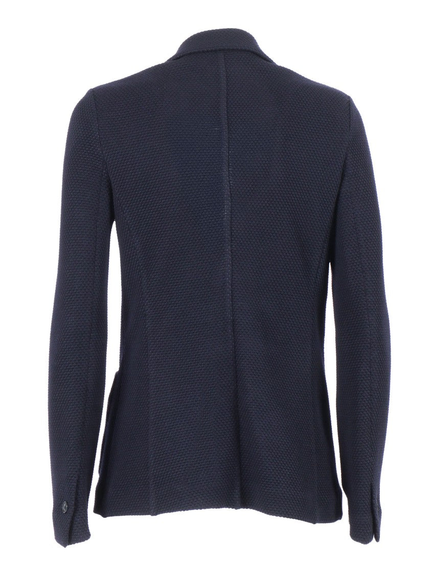 Circolo 1901 Textured Slim Fit Jacket With Classic Lapel And Contrasting Pocket Square