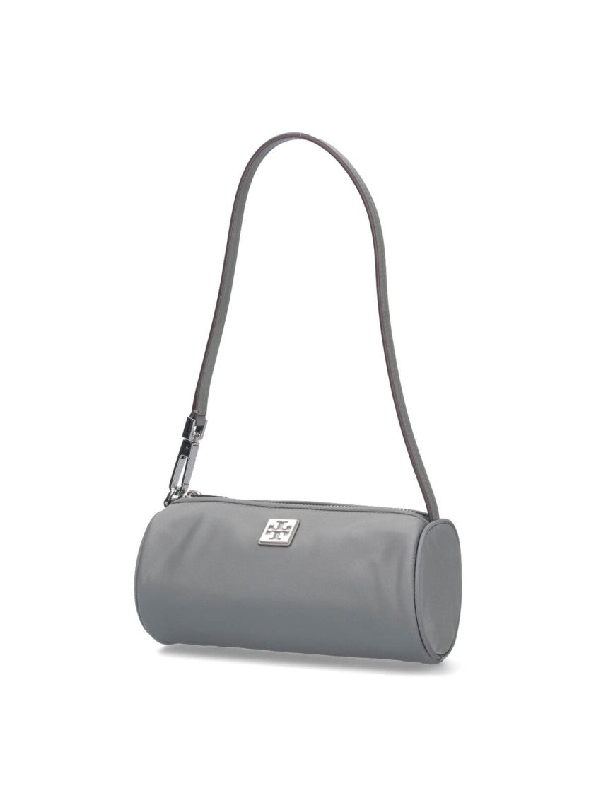 Tory Burch Cylindrical Grey Nylon Shoulder Bag