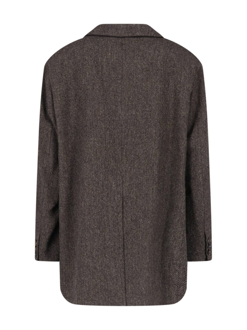 Low Classic Brown Single-Breasted Notch-Lapel Wool Blazer