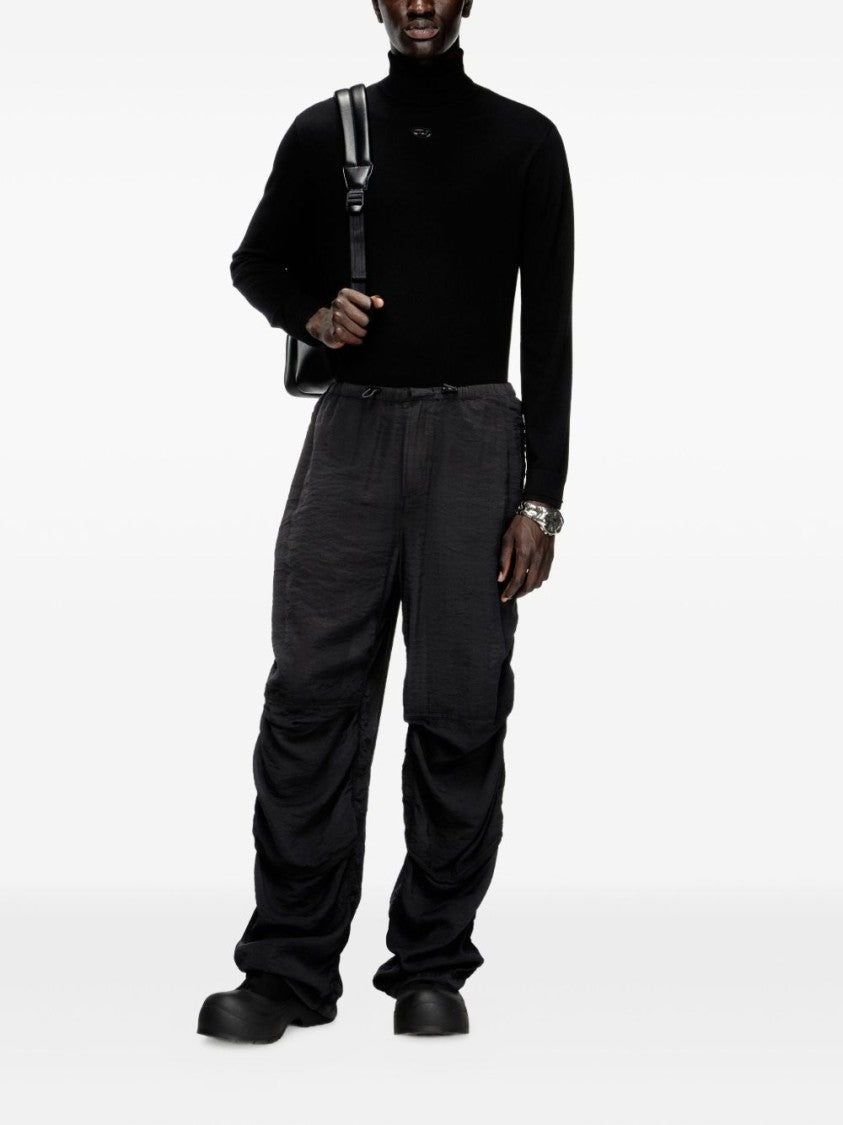 Diesel Fitted Black Turtleneck Sweater