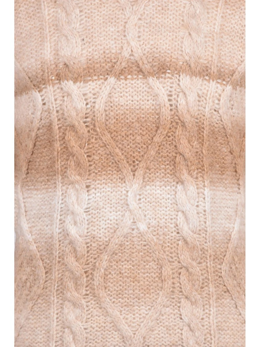 Daniele Alessandrini Gradient Knit Crewneck Sweater With Textured Cable Patterns