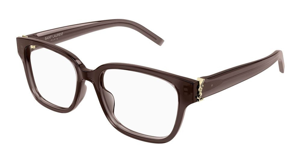 Saint Laurent Brown Gold Accents Oversized Square Eyeglasses
