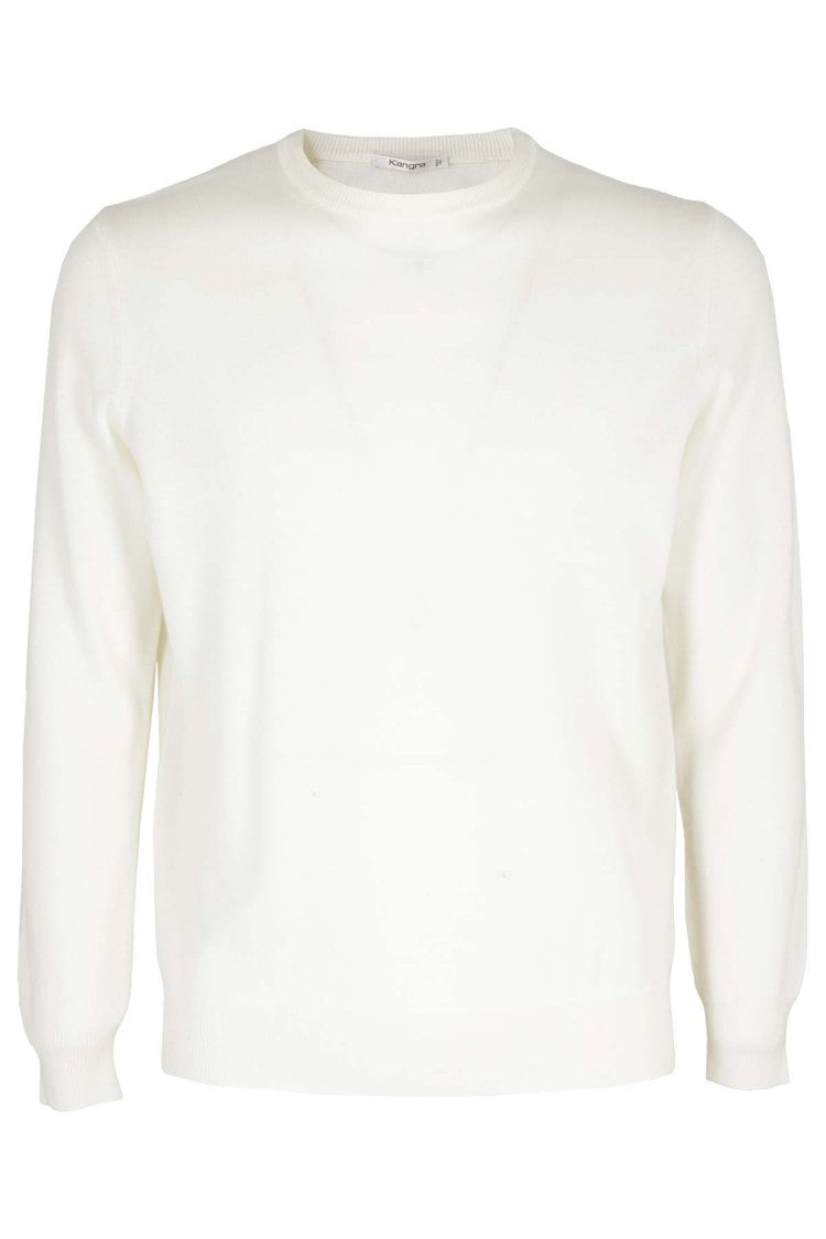 Kangra White Geelong Wool Crewneck Sweater