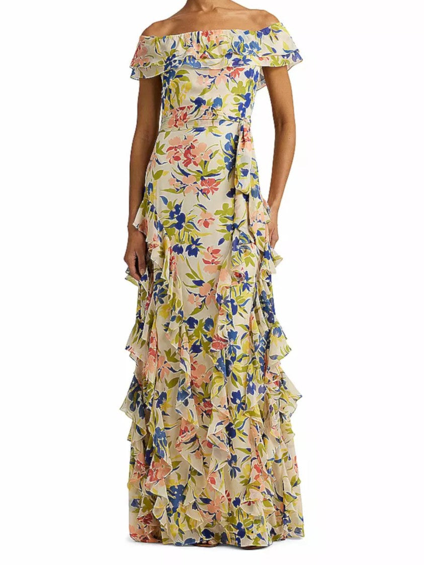 Lauren Ralph Lauren Off-The-Shoulder Floral Print Maxi Dress