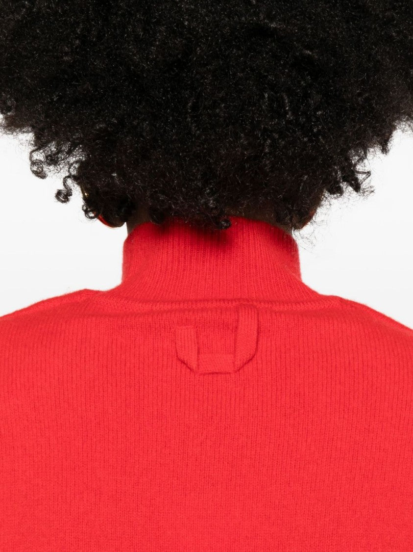 Jacquemus Red Fitted Mini Dress In Merino Wool-Cashmere Blend