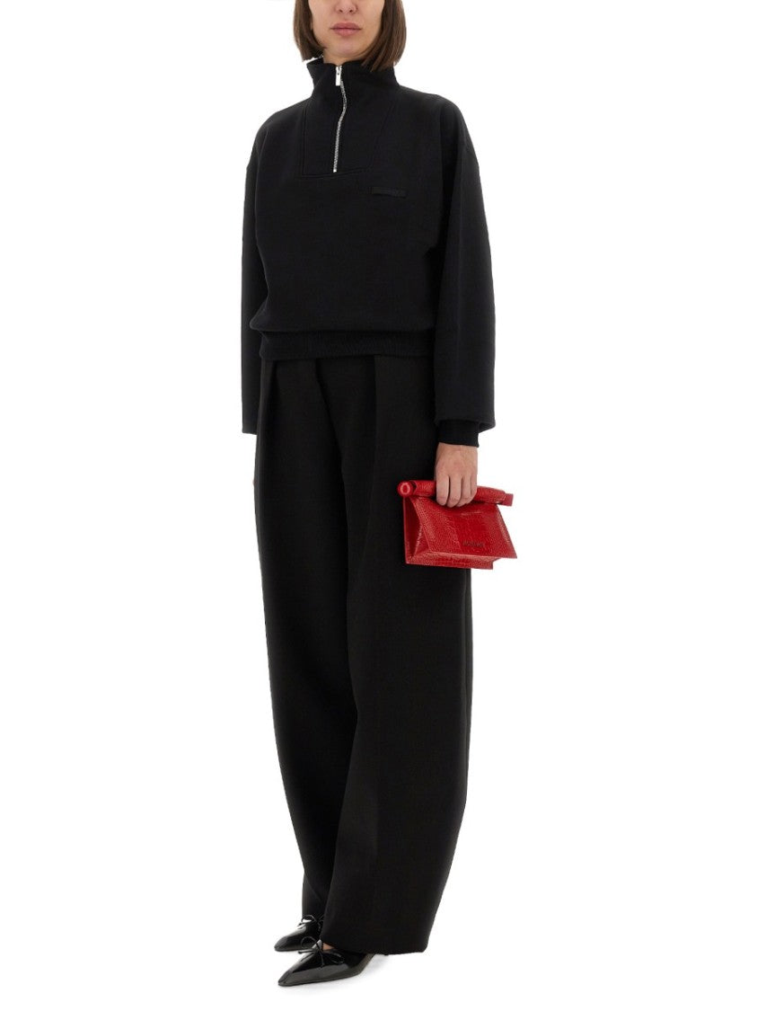 Jacquemus Grosgrain Sweatshirt With Turtleneck And Half-Zip Closure