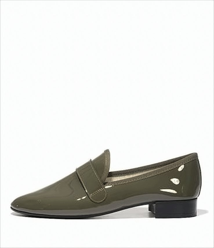 Repetto Green Calfskin Loafers With Strap Detail